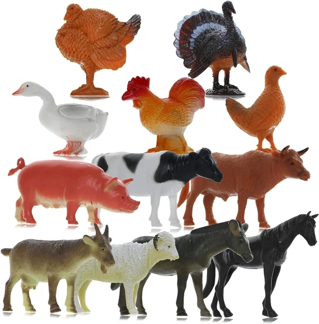 Main image of Fun & Educational 12pc Farm Animal Figures - Safe Play and Learning Experience