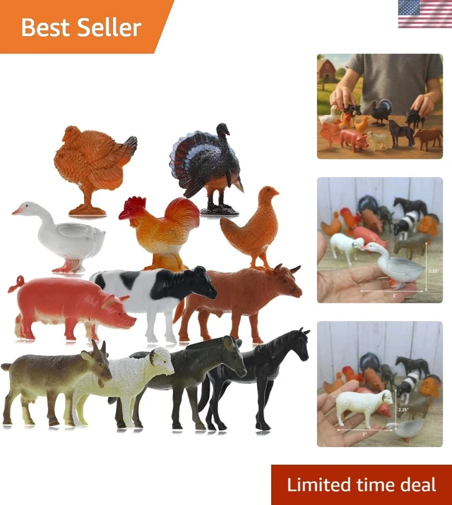 Alt view image 7 of 7 - Fun & Educational 12pc Farm Animal Figures - Safe Play and Learning Experience