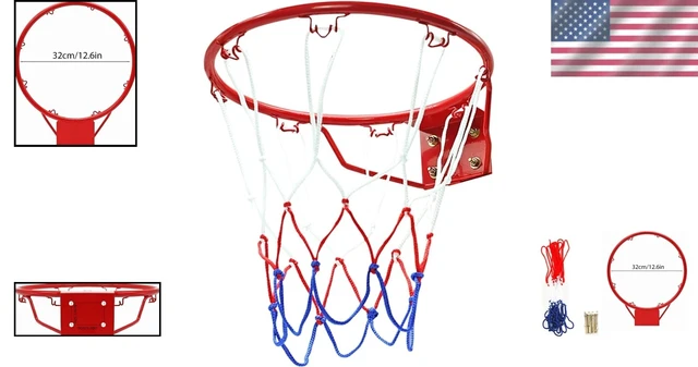 Alt view image 2 of 7 - Heavy-Duty Wall Mount Basketball Hoop Set - 12.6inch Rim for Home & Yard