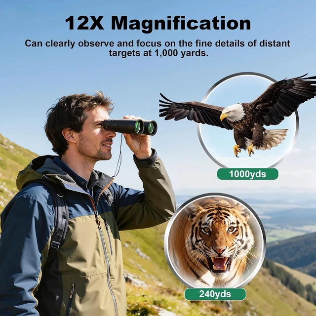 Alt view image 5 of 7 - Ultra-Clear 12x50 Binoculars for Low Light - Perfect for Wildlife Observation