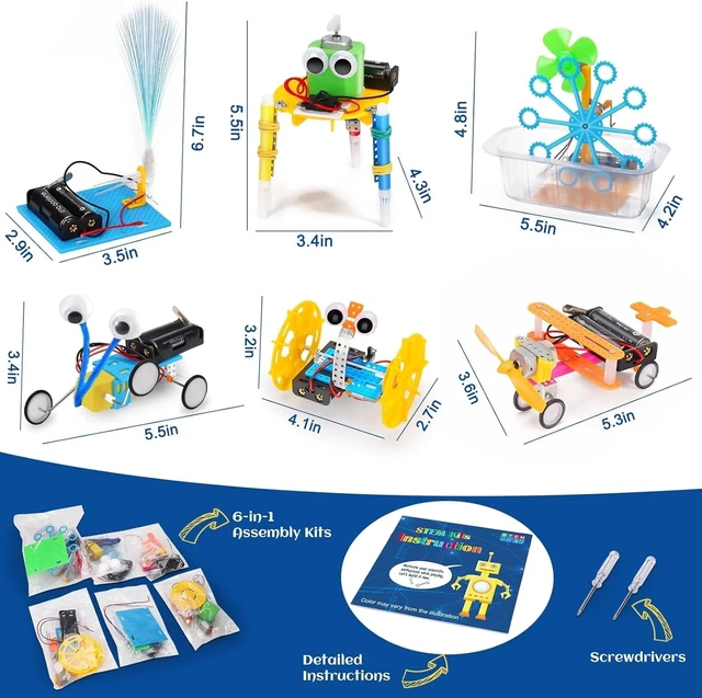 Alt view image 4 of 7 - 6-in-1 STEM Robotics Kit for Kids Aged 4-12 - Fun Science Building Projects