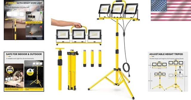 Alt view image 2 of 7 - Foldable 21000-Lumen LED Work Light with Tripod for Construction Projects
