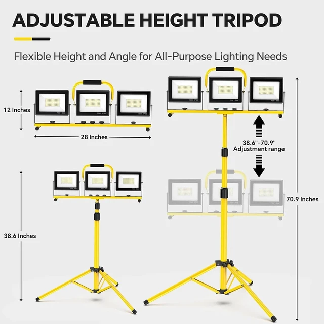 Alt view image 3 of 7 - Foldable 21000-Lumen LED Work Light with Tripod for Construction Projects