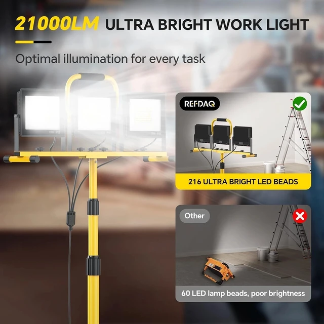 Alt view image 4 of 7 - Foldable 21000-Lumen LED Work Light with Tripod for Construction Projects