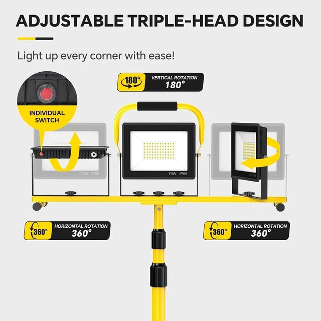 Alt view image 7 of 7 - Foldable 21000-Lumen LED Work Light with Tripod for Construction Projects