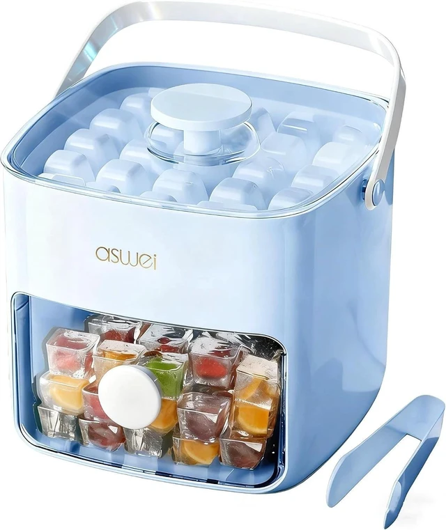 Main image of Compact Stackable Ice Cube Trays with Bin & Lid - Perfect for Small Freezers