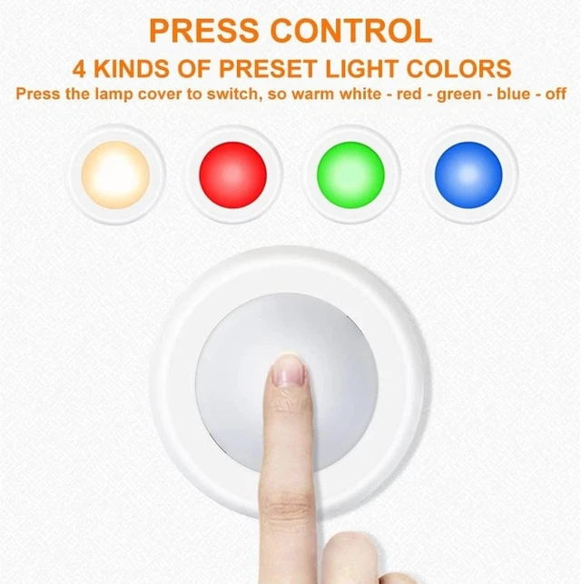 Alt view image 4 of 7 - Wireless 16 Color Changing LED Puck Light Set - 12 Pack with Remote Control &...