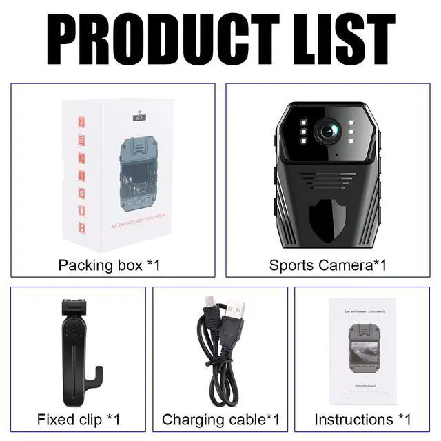 Alt view image 7 of 7 - HD1080P 4K Mini Camera Camcorder Body Police Cam w/ Audio Video DVR IR Night Cam