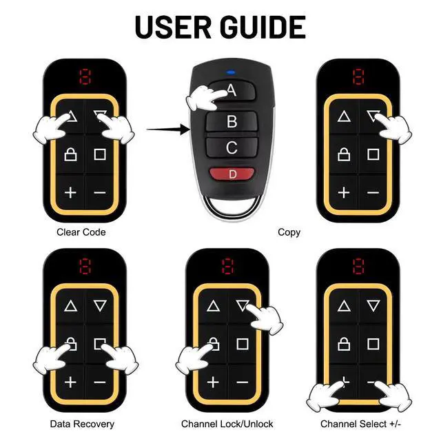 Alt view image 4 of 7 - 433mhz Garage Door Remote Transmitter Electric Cloning Control Key Fob Opener