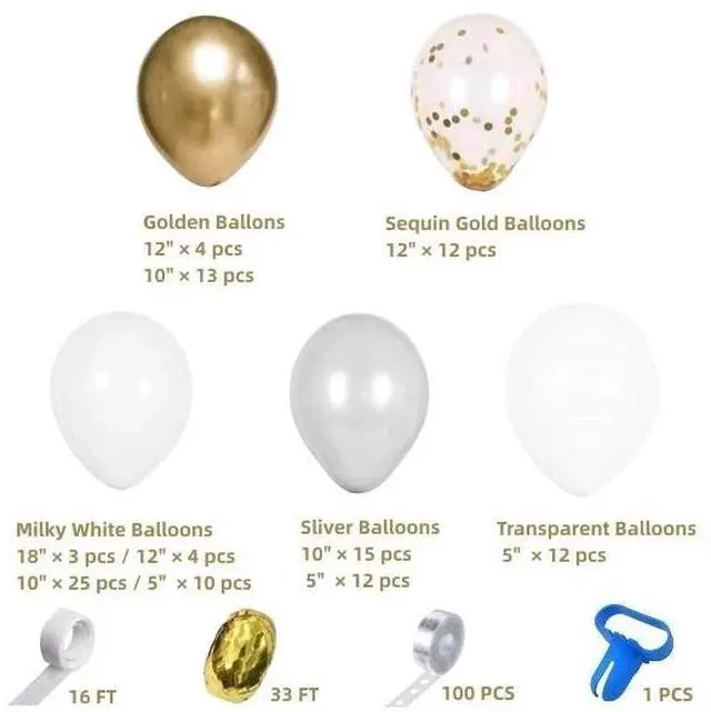 Alt view image 7 of 7 - DIY Balloon Arch & Garland kit,114Pcs Party Balloons Decoration Set, Gold Confet