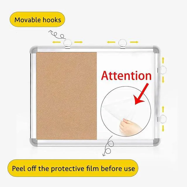 Alt view image 4 of 7 - 3-in-1 Combination Magnetic Calendar Whiteboard & Corkboard Combo with 5 Markers