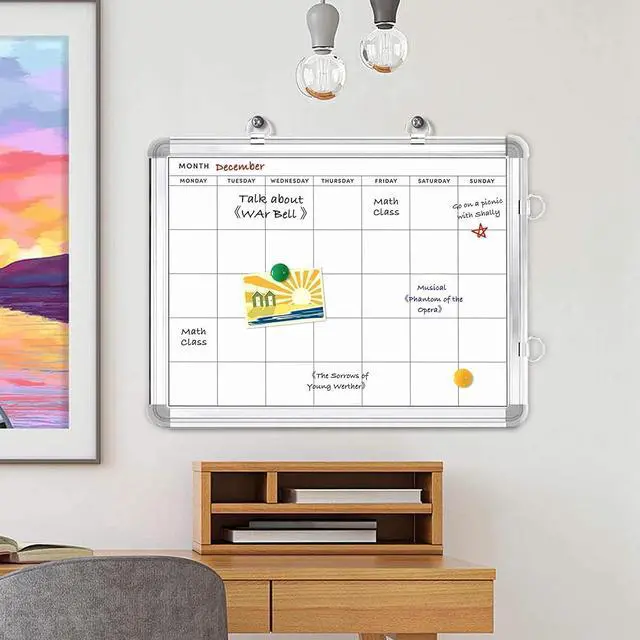 Alt view image 5 of 7 - 3-in-1 Combination Magnetic Calendar Whiteboard & Corkboard Combo with 5 Markers