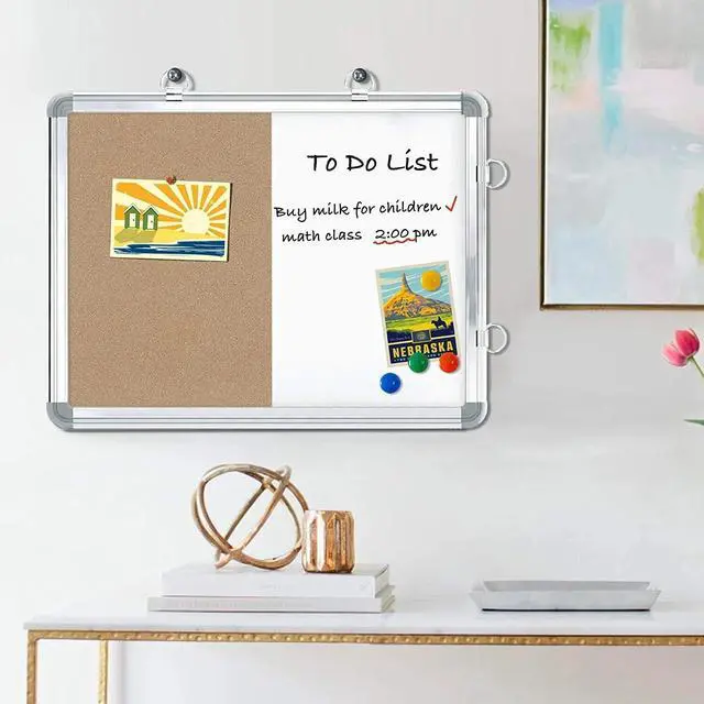Alt view image 6 of 7 - 3-in-1 Combination Magnetic Calendar Whiteboard & Corkboard Combo with 5 Markers
