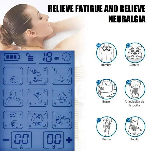 Alt view image 4 of 7 - Tens Unit Muscle Stimulator Machine Pulse Massager Therapy Pain Relief 36 Modes~