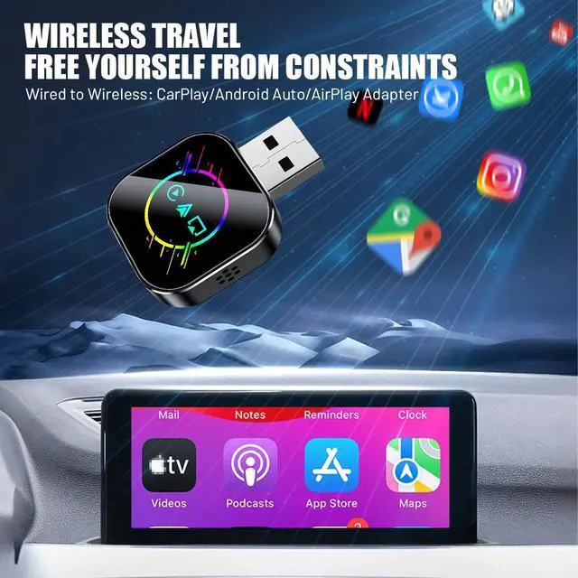 Alt view image 2 of 7 - Mini Wireless CarPlay Android Auto USB Dongle Mirror Link Adapter Plug & Play US