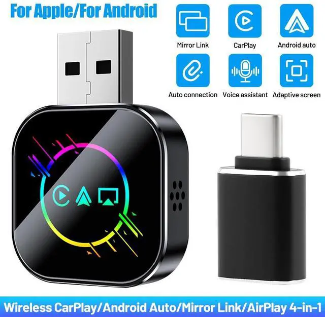 Main image of Mini Wireless CarPlay Android Auto USB Dongle Mirror Link Adapter Plug & Play US