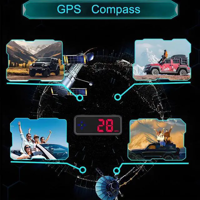 Alt view image 3 of 7 - GPS Digital Car HUD Speedometer Head-Up Display MPH/KMH Compass Overspeed Alarm