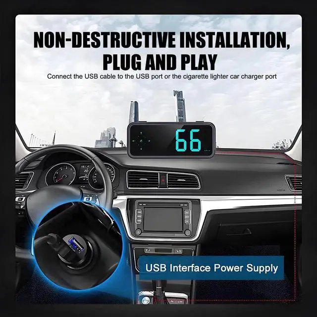 Alt view image 2 of 7 - GPS Digital Car HUD Speedometer Head-Up Display MPH/KMH Compass Overspeed Alarm