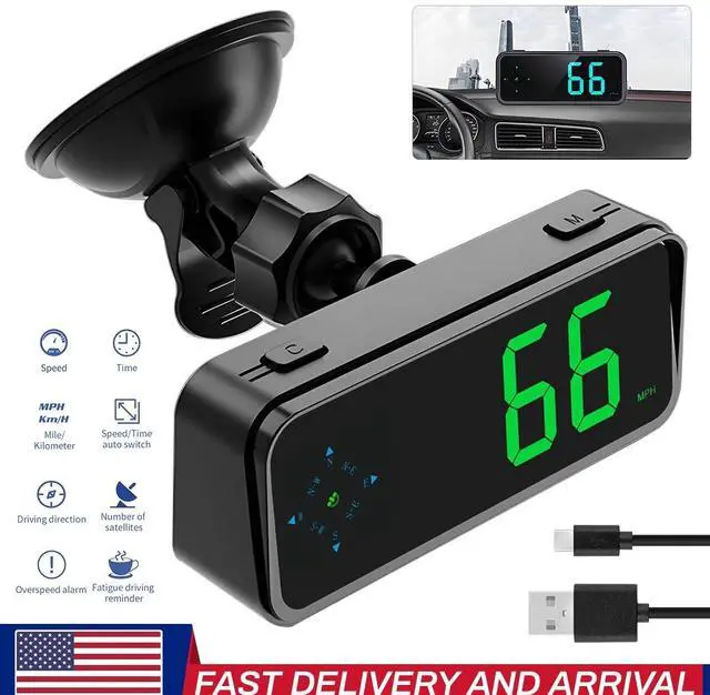 Main image of GPS Digital Car HUD Speedometer Head-Up Display MPH/KMH Compass Overspeed Alarm
