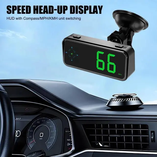 Alt view image 4 of 7 - GPS Digital Car HUD Speedometer Head-Up Display MPH/KMH Compass Overspeed Alarm