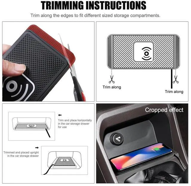 Alt view image 5 of 7 - Wireless Car Phone Charger Fast Charging Pad Launch Mat Stand Dock Universal
