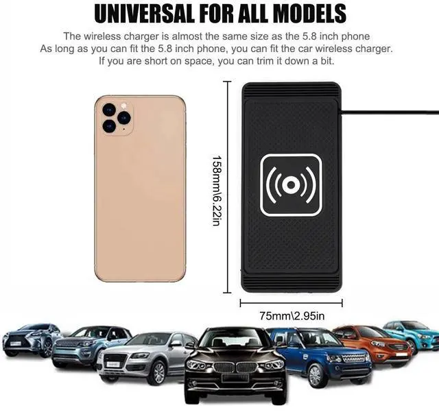 Alt view image 4 of 7 - Wireless Car Phone Charger Fast Charging Pad Launch Mat Stand Dock Universal
