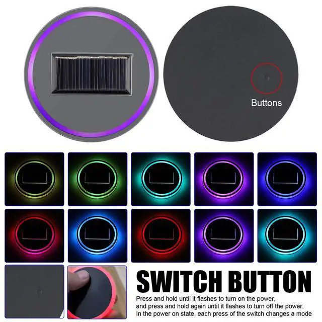 Alt view image 5 of 7 - 2Pcs USB Changing Car LED Cup Holder Pad Coaster Light 7 Colors Decor Lights Set