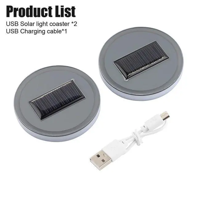 Alt view image 7 of 7 - 2Pcs USB Changing Car LED Cup Holder Pad Coaster Light 7 Colors Decor Lights Set