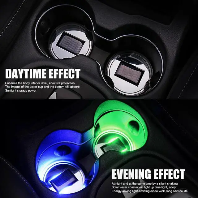 Alt view image 3 of 7 - 2Pcs USB Changing Car LED Cup Holder Pad Coaster Light 7 Colors Decor Lights Set