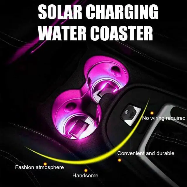 Alt view image 4 of 7 - 2Pcs USB Changing Car LED Cup Holder Pad Coaster Light 7 Colors Decor Lights Set