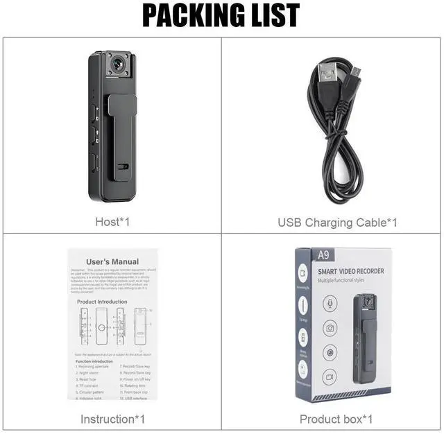 Alt view image 7 of 7 - 1080P HD Camcorder Mini Police Body Camera 180° Video DVR IR Night Cam 30 Hours