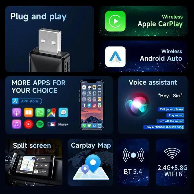Alt view image 4 of 7 - USB Wireless CarPlay Adapter For iPhone Wireless Dongle Plug & Play