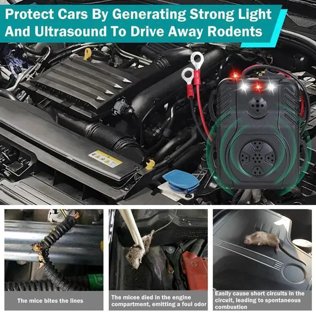 Alt view image 6 of 7 - Ultrasonic Mouse Repeller Vehicle Rat Rodent Pest Animal Deterrent Repellent Car