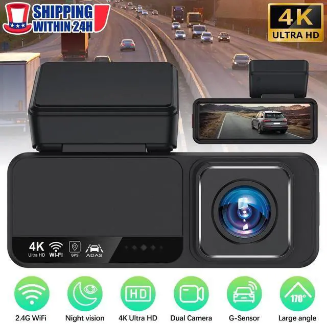 Main image of Dash Camera 4K Front Rear Dash Cam Built-In WiFi & GPS App control Night Vision