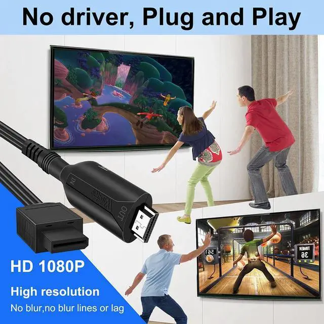 Alt view image 6 of 7 - Wii to HDMI Adapter Converter Cable Full HD 1080P Plug &Play for Television PC