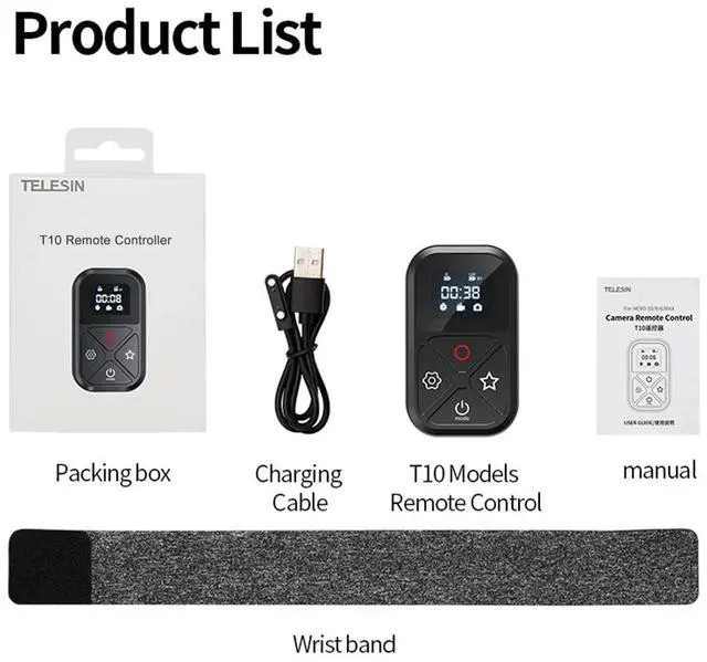 Alt view image 7 of 7 - 80M Wifi Bluetooth Remote Control Shortcut Key For GoPro Hero 10/9/8 Go Pro Max