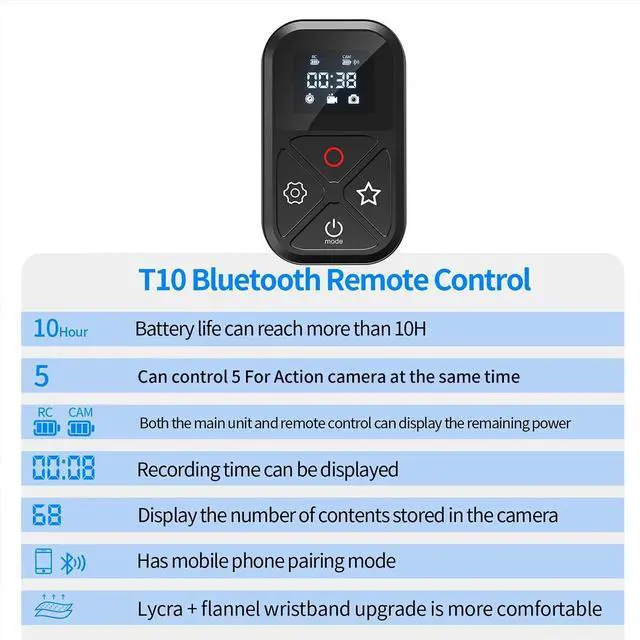 Alt view image 3 of 7 - 80M Wifi Bluetooth Remote Control Shortcut Key For GoPro Hero 10/9/8 Go Pro Max