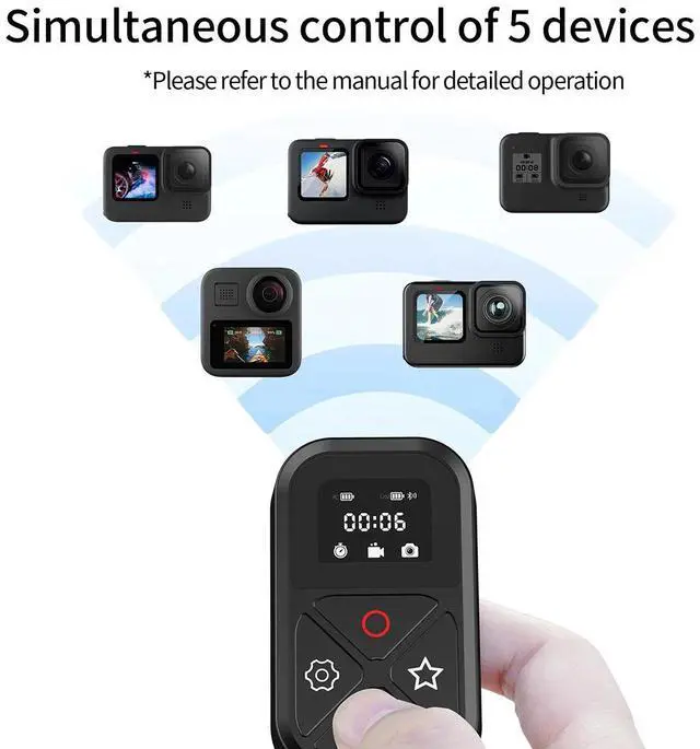 Alt view image 4 of 7 - 80M Wifi Bluetooth Remote Control Shortcut Key For GoPro Hero 10/9/8 Go Pro Max