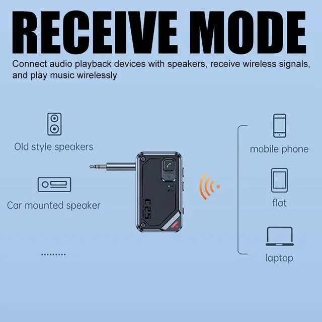 Alt view image 4 of 7 - 2 in 1 Bluetooth v5.3 Transmitter Receiver Wireless Audio 3.5mm Jack Aux Adapter
