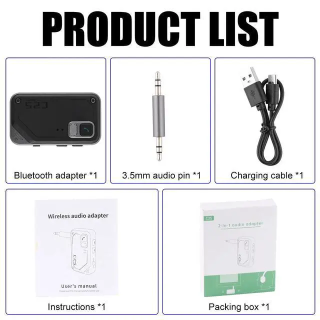 Alt view image 7 of 7 - 2 in 1 Bluetooth v5.3 Transmitter Receiver Wireless Audio 3.5mm Jack Aux Adapter
