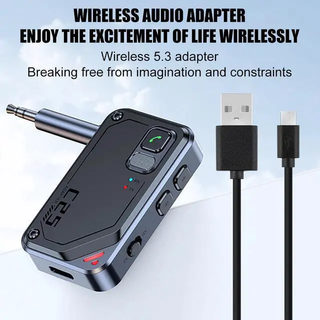Alt view image 2 of 7 - 2 in 1 Bluetooth v5.3 Transmitter Receiver Wireless Audio 3.5mm Jack Aux Adapter