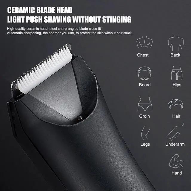 Alt view image 5 of 7 - Manscaping Pubic Hair Trimmer Waterproof Groin Electric Mens Ball Body Shaver