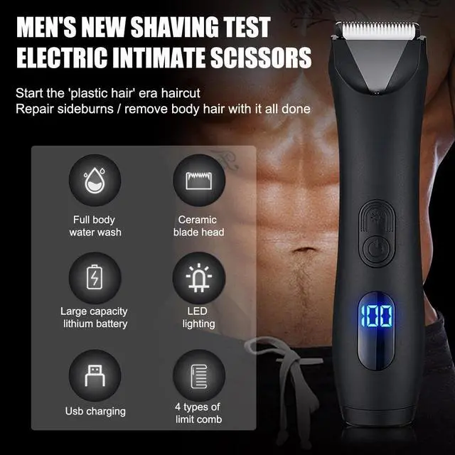 Alt view image 3 of 7 - Manscaping Pubic Hair Trimmer Waterproof Groin Electric Mens Ball Body Shaver