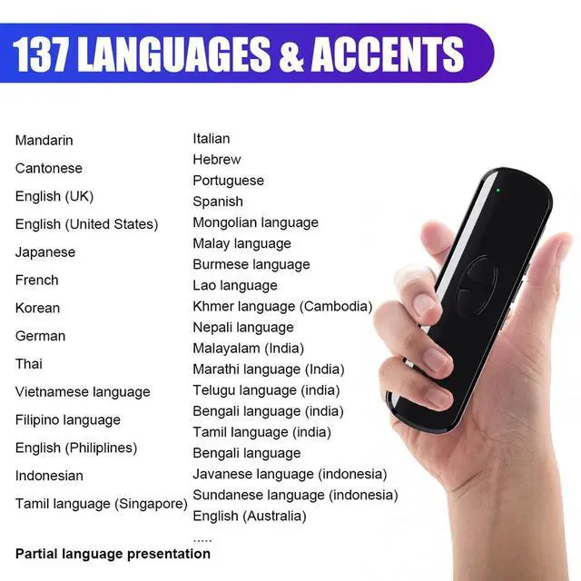 Alt view image 5 of 7 - Portable Smart Voice Translator Two-Way Real Time Portable 137+ language Device