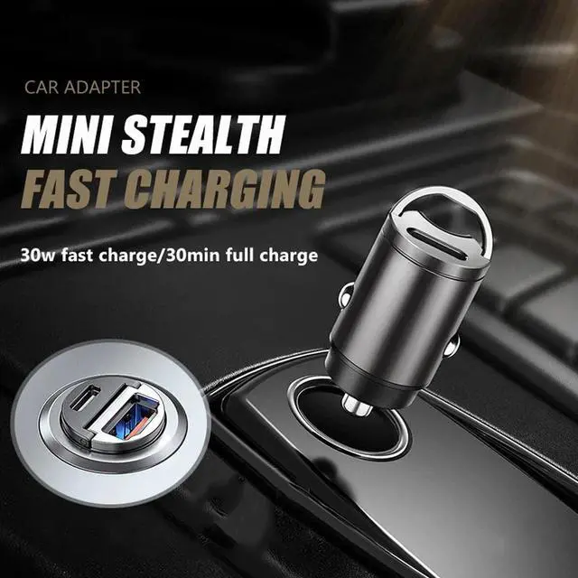 Alt view image 5 of 7 - 30W Mini Stealth Car Adapter-Mini Pull Ring Car Charger USB Fast Charge PD3.0 US
