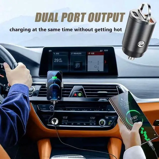 Alt view image 7 of 7 - 30W Mini Stealth Car Adapter-Mini Pull Ring Car Charger USB Fast Charge PD3.0 US