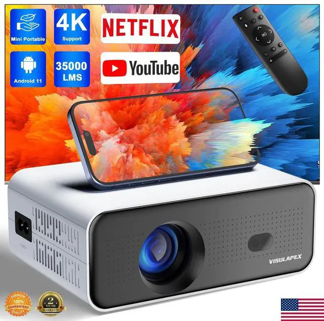 Main image of 4K Projector 35000LMS Android Netflix 1080P 5G WiFi BT Video Home Theater 210