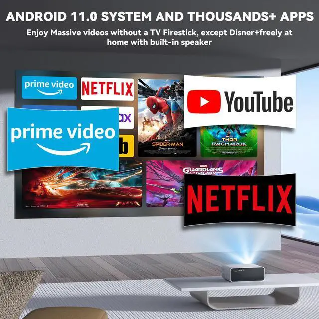 Alt view image 6 of 7 - 4K Projector 35000LMS Android Netflix 1080P 5G WiFi BT Video Home Theater 210