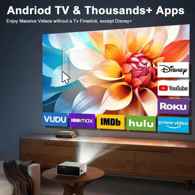 Alt view image 6 of 7 - 35000LMS 4K Projector Android 1080P HD 5G WiFi Bluetooth Video Home Theater HDMI