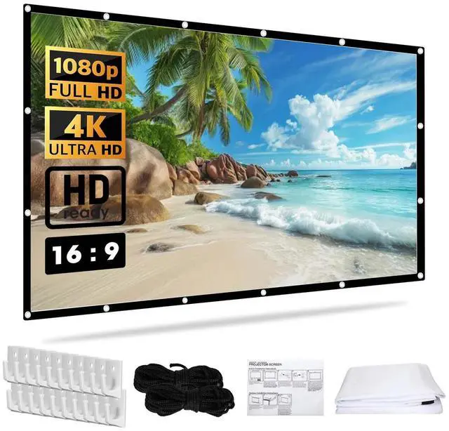 Main image of 120" 16:9 Portable Foldable Projector Screen Outdoor Home HD Movie with 12 Hooks